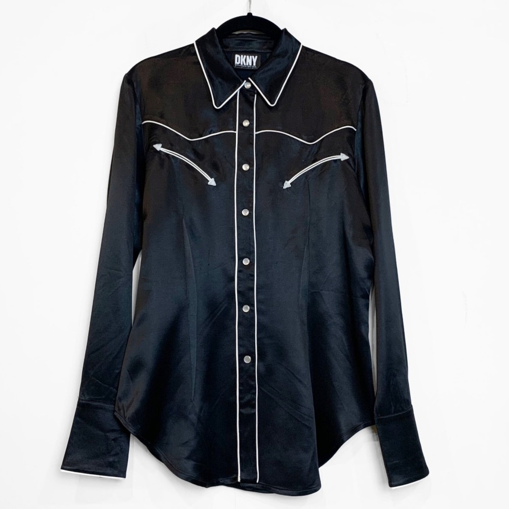 DKNY *RARE* western style silk finish button up